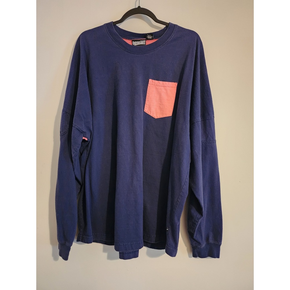 Pennant Sportswear Navy Blue Coral Color Block Long Sleeve Spirit Jersey 2XL